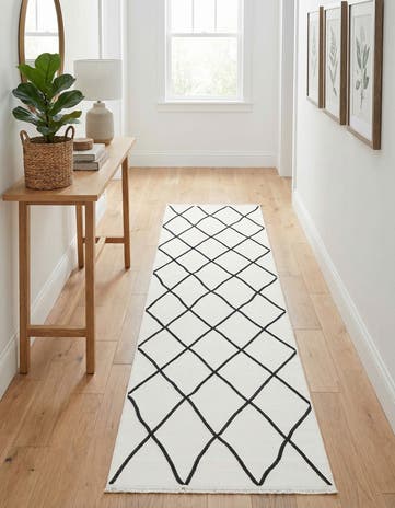 Black and White Milano Runner Rug