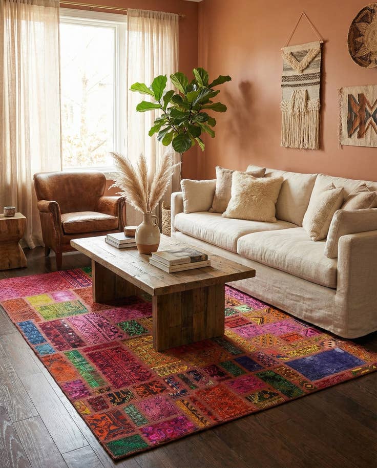 Detail image of 5' 9 x 7' 8 Hand Knotted Ultra Vintage Persian Wool Rug