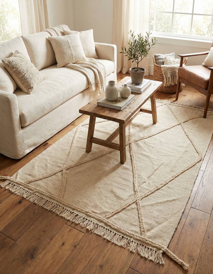 Detail image of 3' 7 x 4' 11  Hand Knotted Moroccan Wool Rug