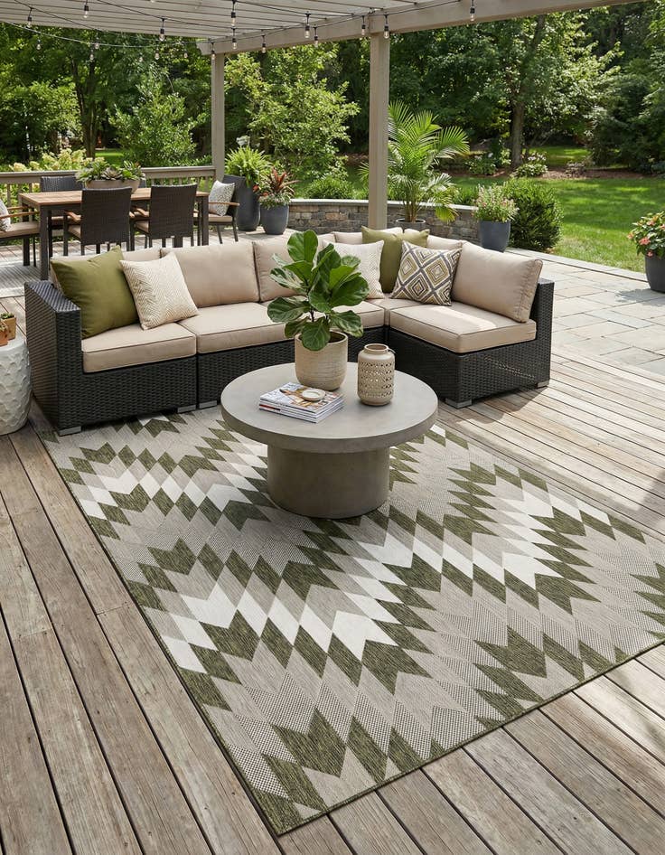Detail image of 9' x 12'  Washable Modern Indoor / Outdoor Rug