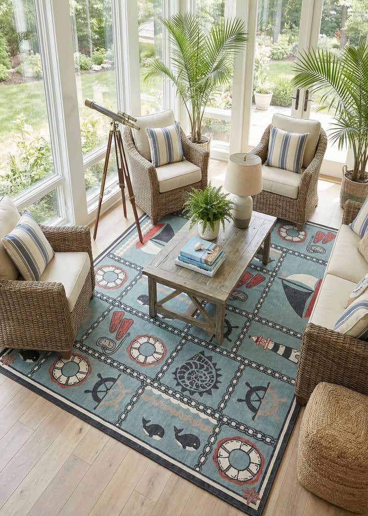 10' x 14' Easy-Clean Coastal Indoor / Outdoor Rug