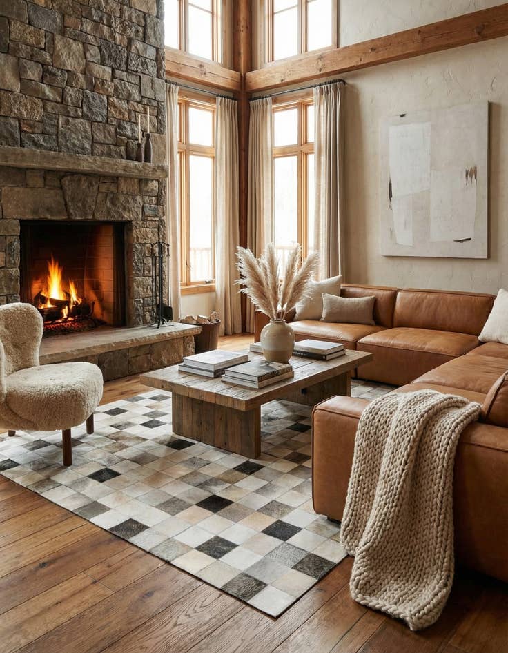 Detail image of  5' x 7' 11 Cowhide Stocks Rug