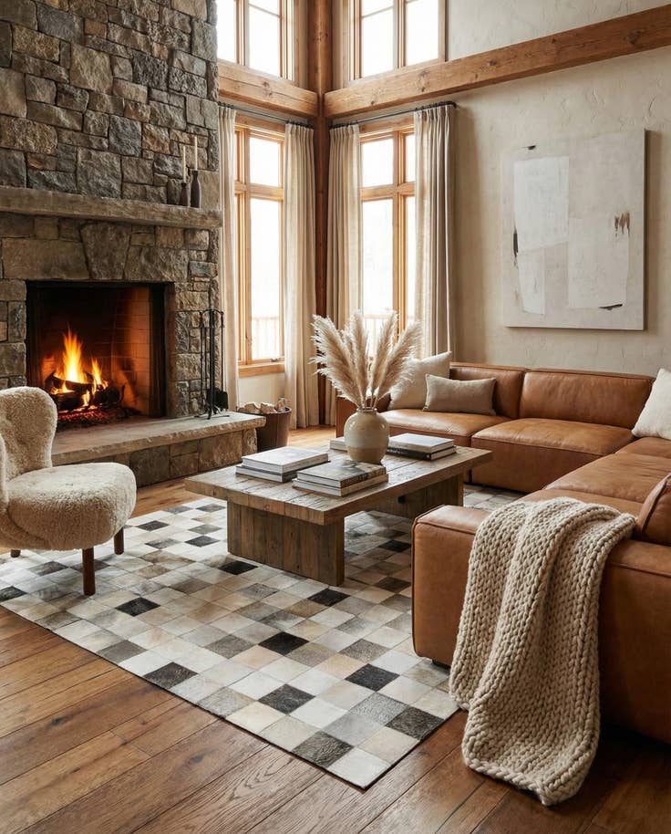 Detail image of 5' x 7' 11 Cowhide Stocks Rug