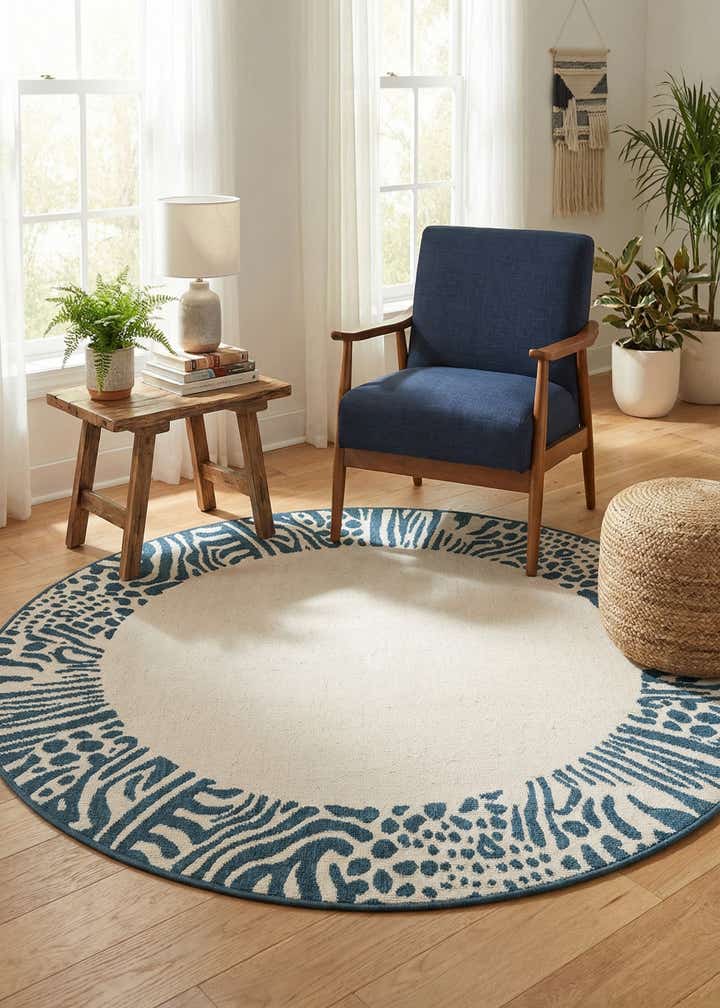 5' x 5' Easy-Clean Safari Indoor / Outdoor Round Rug