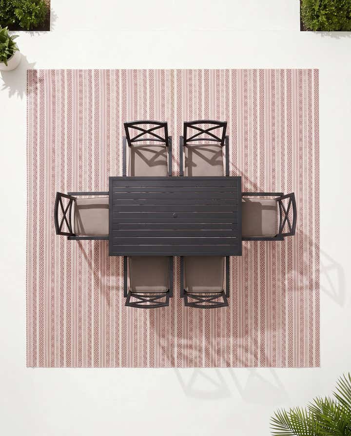 10' x 10' Easy-Clean Striped Indoor / Outdoor Square Rug