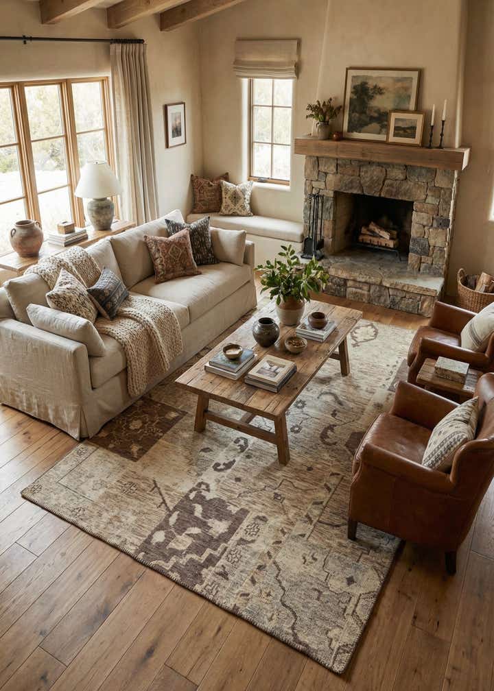 6' 5 x 9' 9 Hand Knotted Patchwork Wool Rug