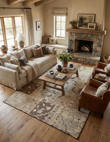 6' 5 x 9' 9 Hand Knotted Patchwork Wool Rug