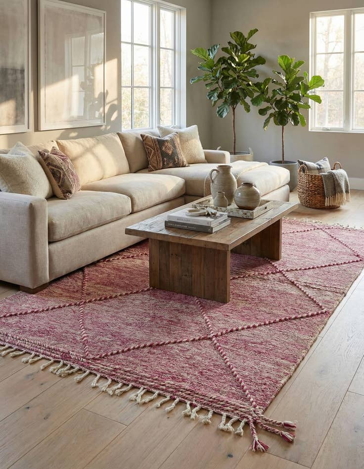 Detail image of  6' 2 x 10'  Hand Knotted Moroccan Wool Rug