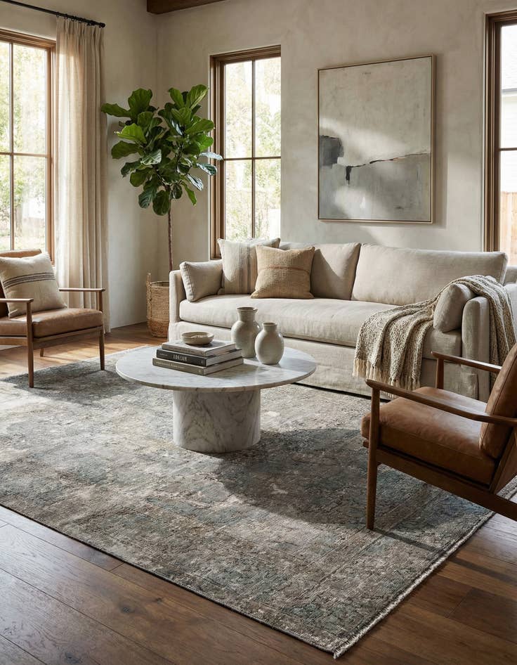 Detail image of 6' 2 x 8' 7  Hand Knotted Ultra Vintage Persian Wool Rug