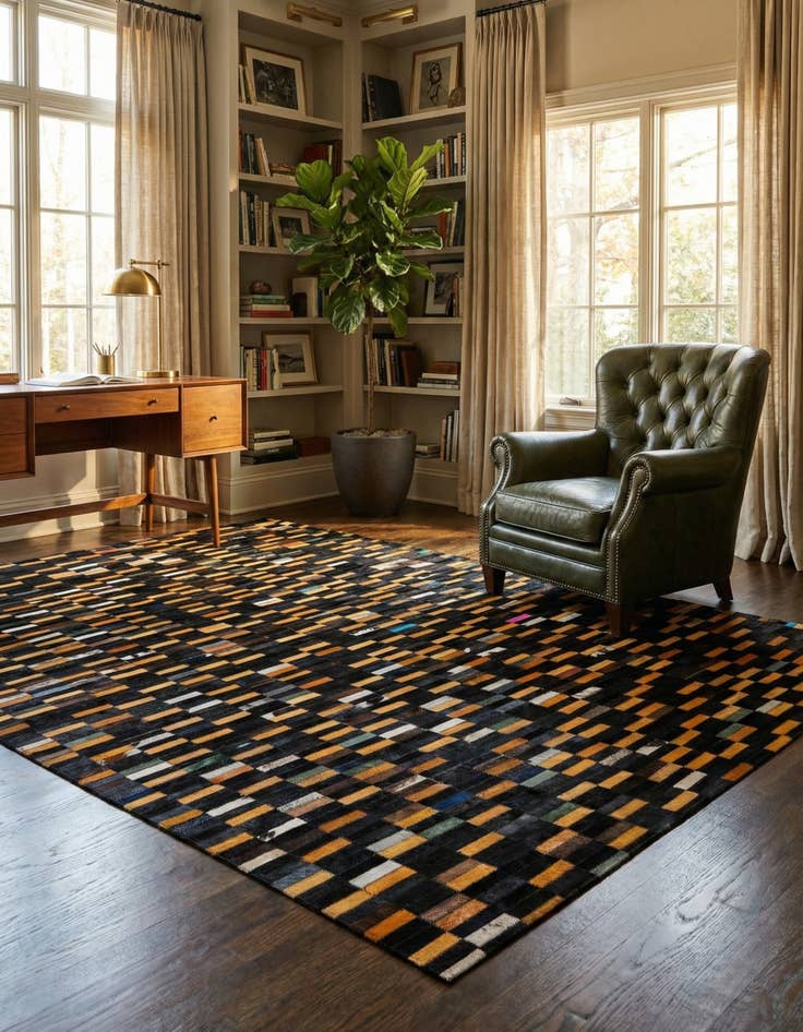 Detail image of  5' 2 x 8' Cowhide - Patchwork Rug