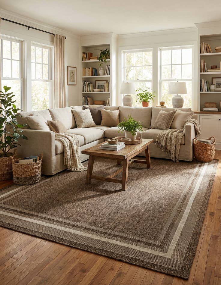 Detail image of  10' x 14' 1  Washable Border Indoor / Outdoor Rug