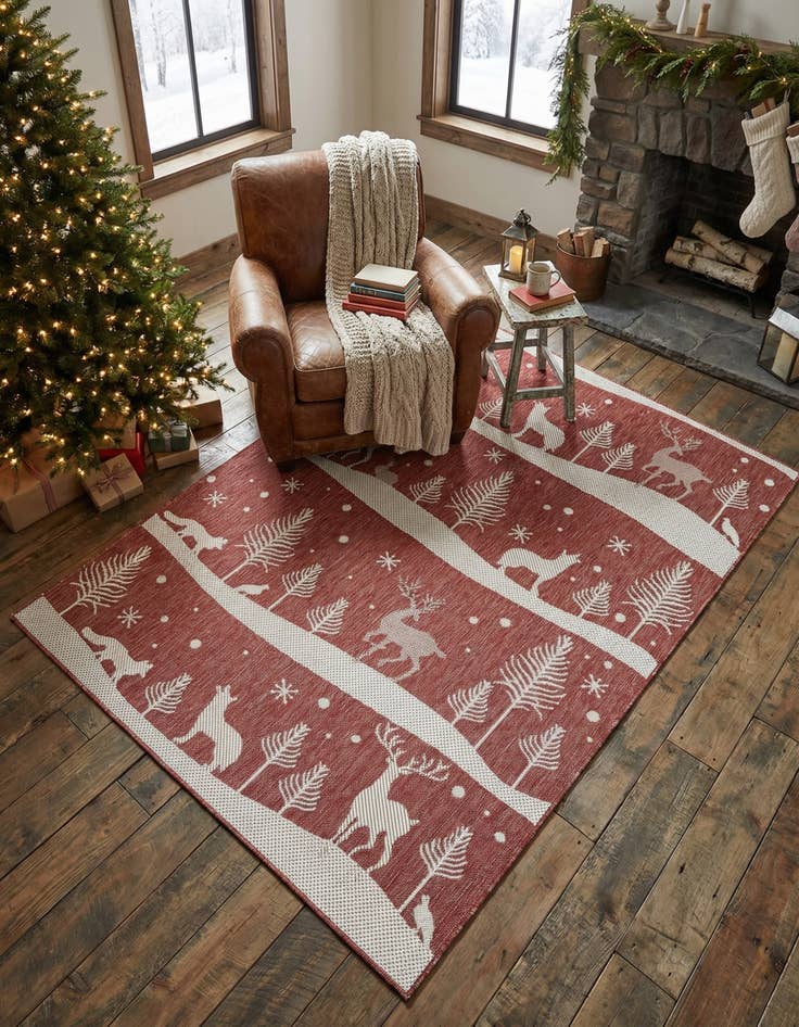 Detail image of 5' 3 x 8'  Washable Holiday Indoor / Outdoor Rug