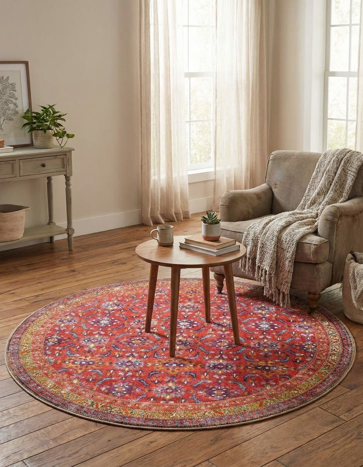 5' x 5' Washable Timeless Round Rug