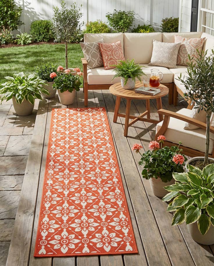 Detail image of 2' 7 x 10' Easy-Clean Trellis Indoor / Outdoor Runner Rug