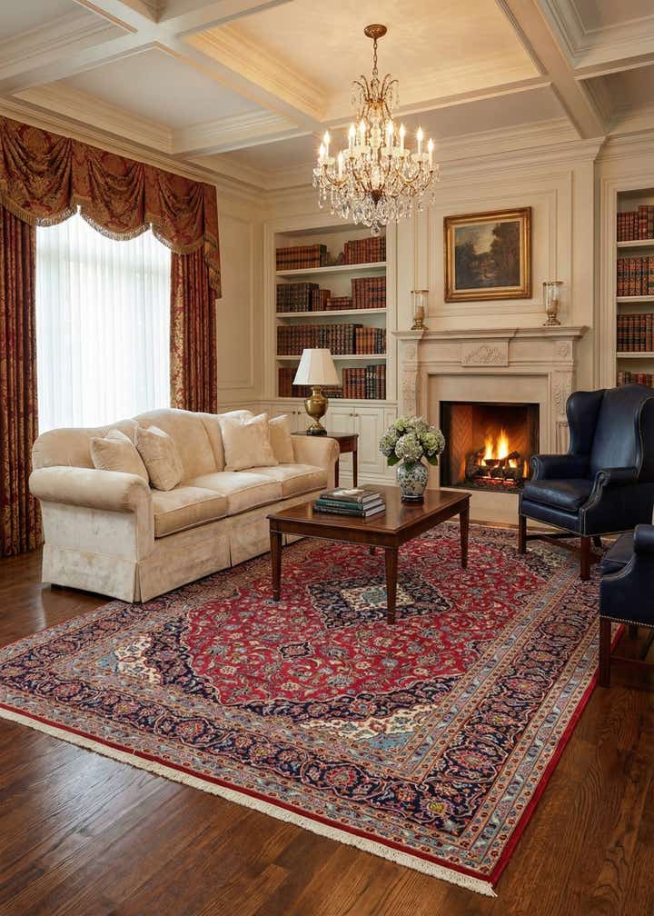 9' 9 x 13' 3 Hand Knotted Kashan Persian Wool Rug