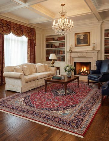 9' 9 x 13' 3 Hand Knotted Kashan Persian Wool Rug