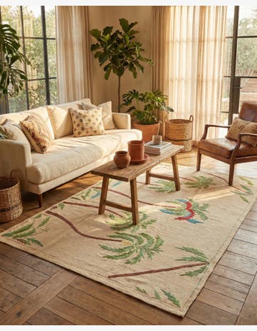 4' 2 x 5' 10 Hand Woven Kilim Suzani Wool Rug
