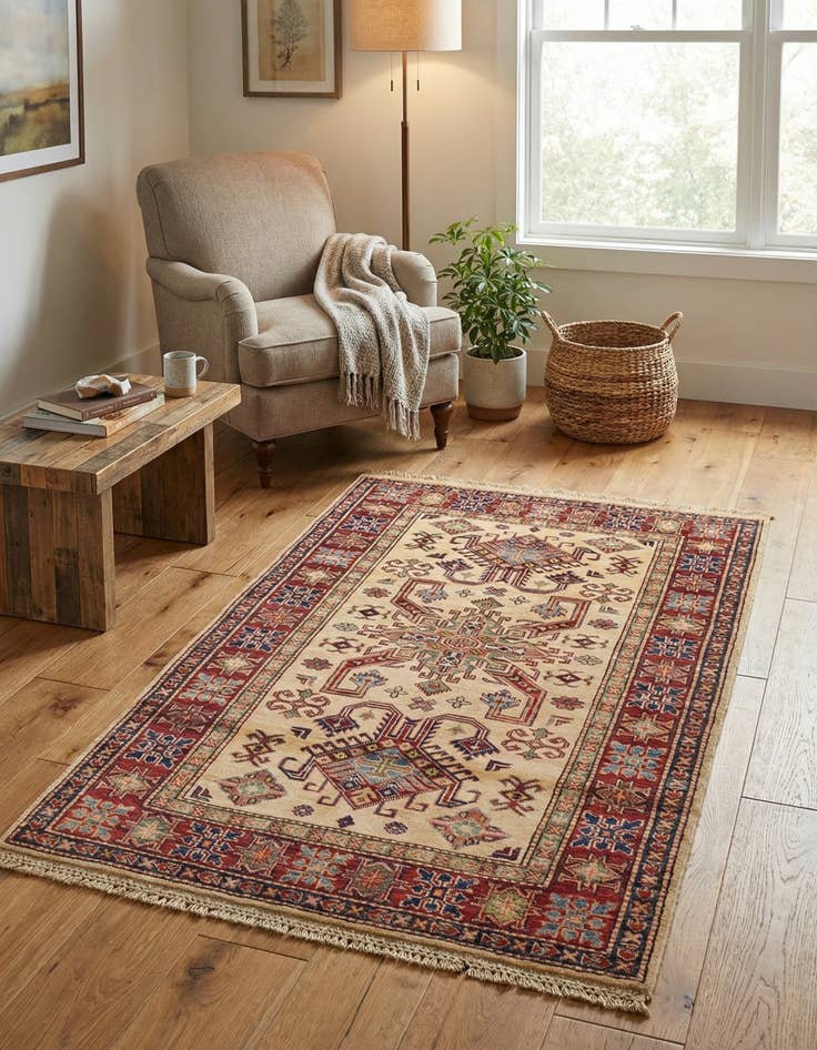 Detail image of 3' 2 x 5'  Hand Knotted Kazak Oriental Rug