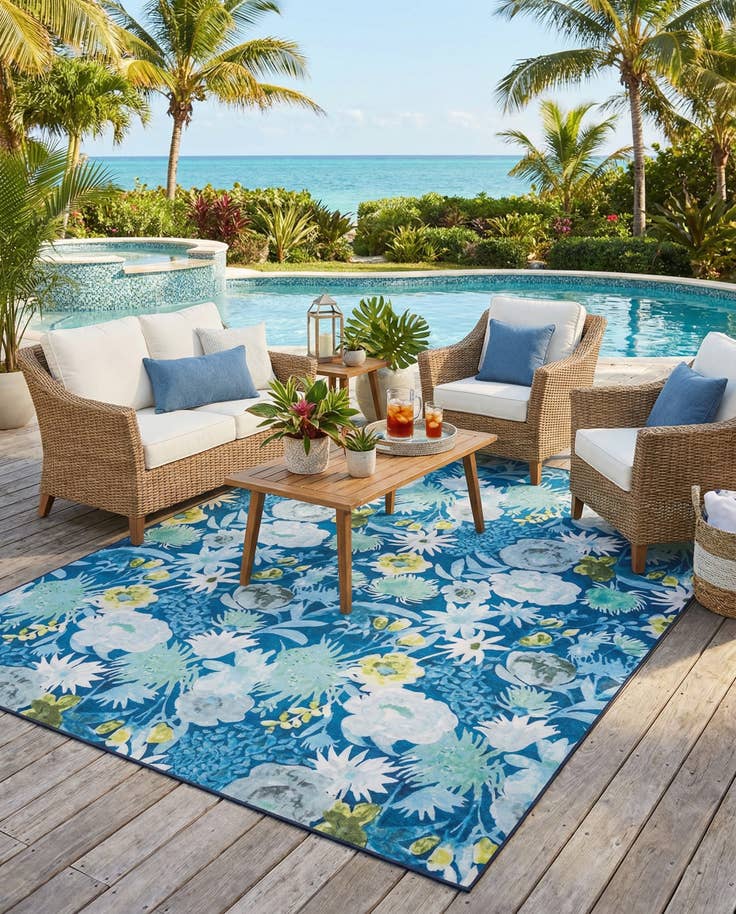 Detail image of 10' x 13' Easy-Clean Jill Zarin Caribbean Indoor / Outdoor Rug