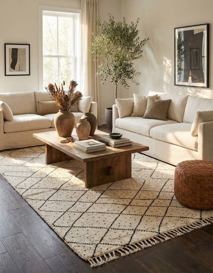 Detail image of 6' 2 x 12' 6  Hand Knotted Moroccan Wool Runner Rug