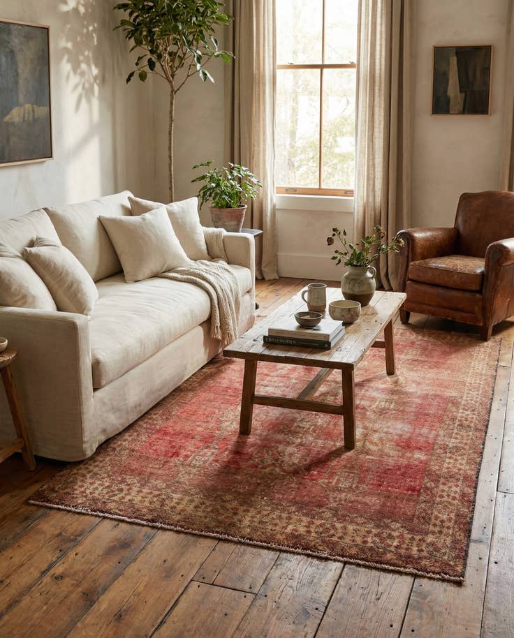 Detail image of 4' 4 x 7' 2 Hand Knotted Ultra Vintage Persian Wool Rug