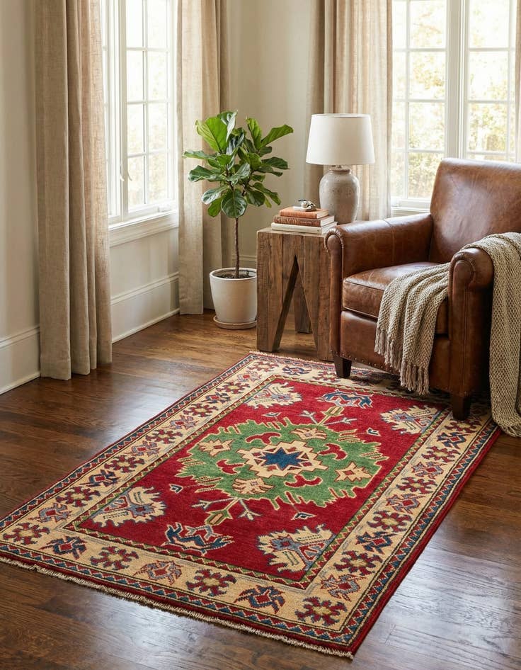 Detail image of 2' 7 x 4' 1  Hand Knotted Kazak Rug