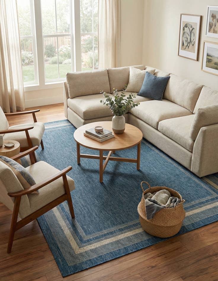 Detail image of 7' 10 x 11'  Washable Border Indoor / Outdoor Rug