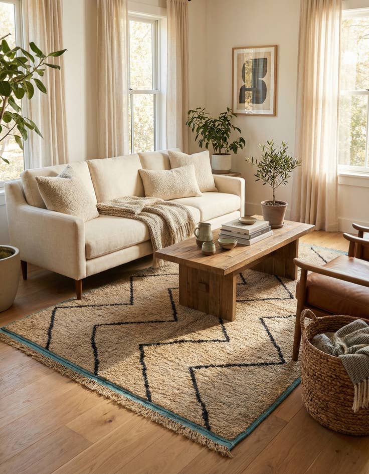 Detail image of 5' 1 x 8' 4  Hand Knotted Moroccan Wool Rug