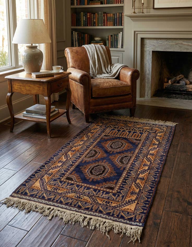 Detail image of 3' x 4' 10 Hand Knotted Afghan Akhche Oriental Wool Rug