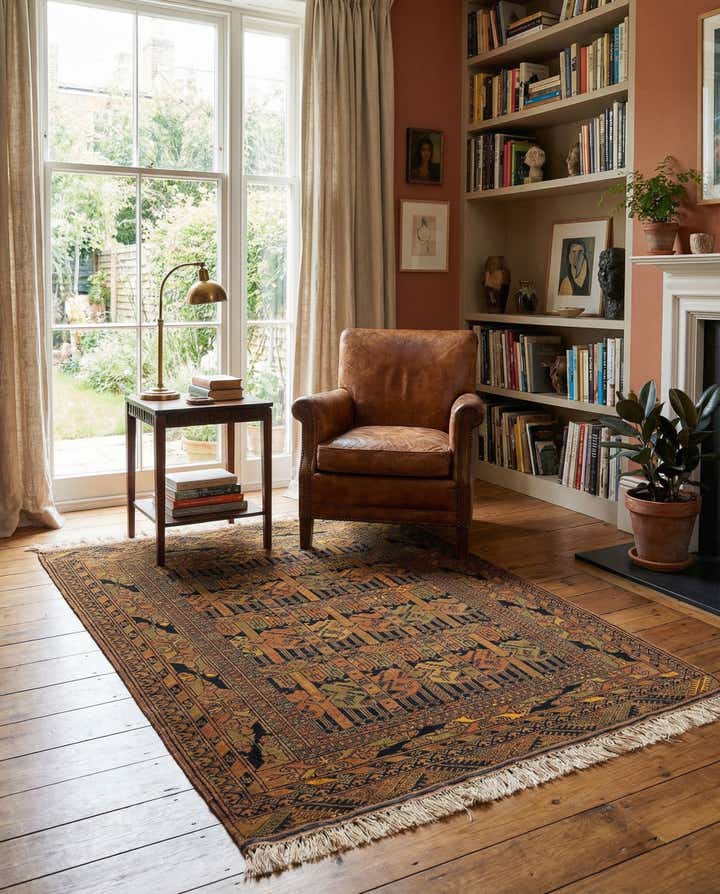3' 10 x 5' 8 Hand Knotted Afghan Akhche Wool Rug