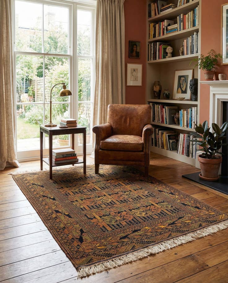 Detail image of 3' 10 x 5' 8 Hand Knotted Afghan Akhche Wool Rug