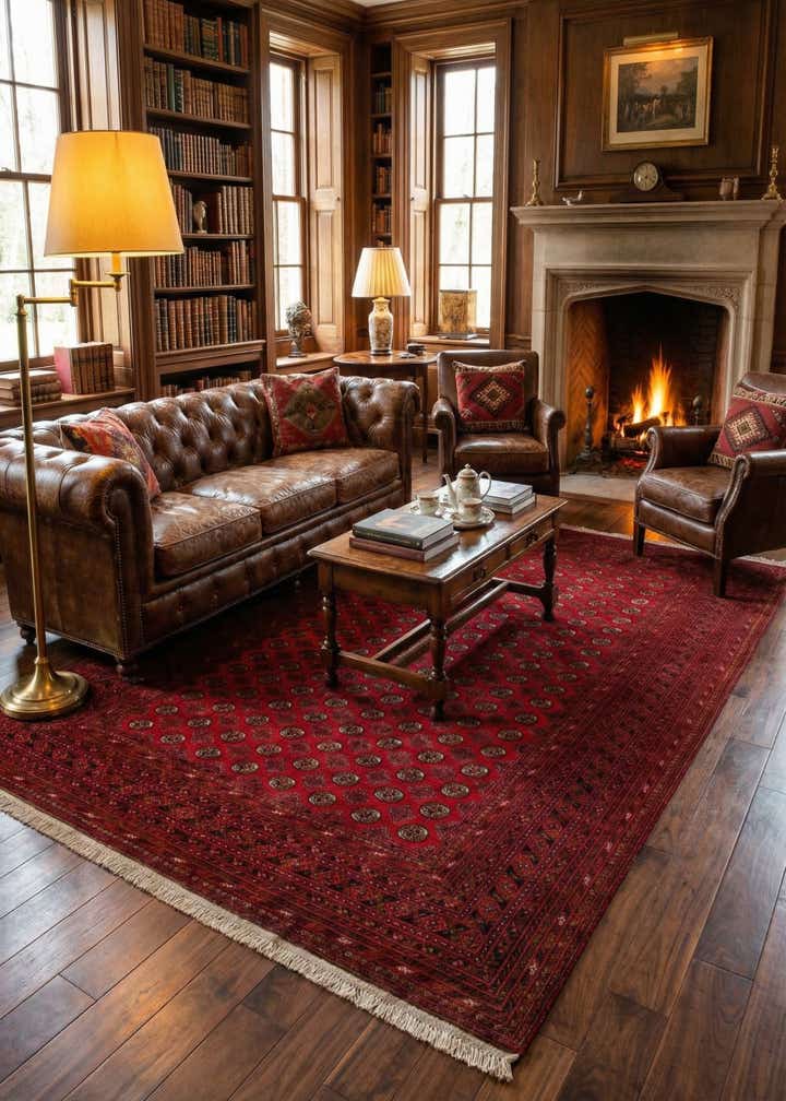 6' 7 x 9' 10 Hand Knotted Afghan Ersari Wool Rug