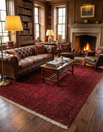 6' 7 x 9' 10 Hand Knotted Afghan Ersari Wool Rug