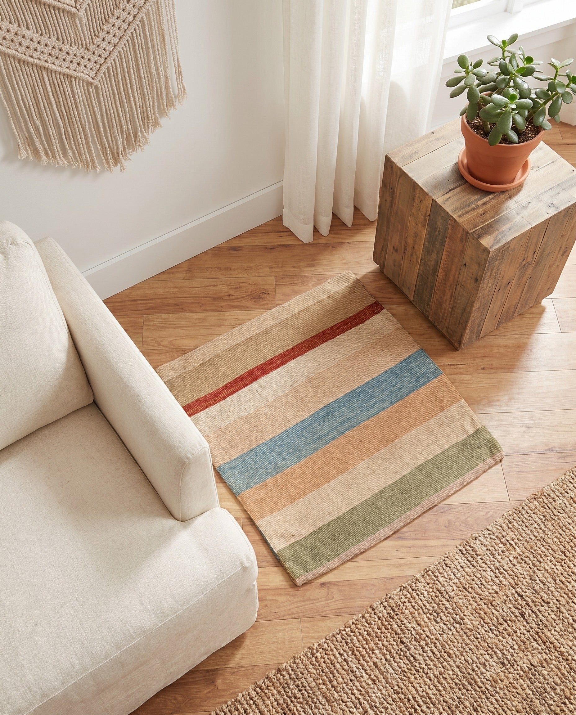 2' 4 x 2' 5 Hand Woven Pillow Wool Square Rug