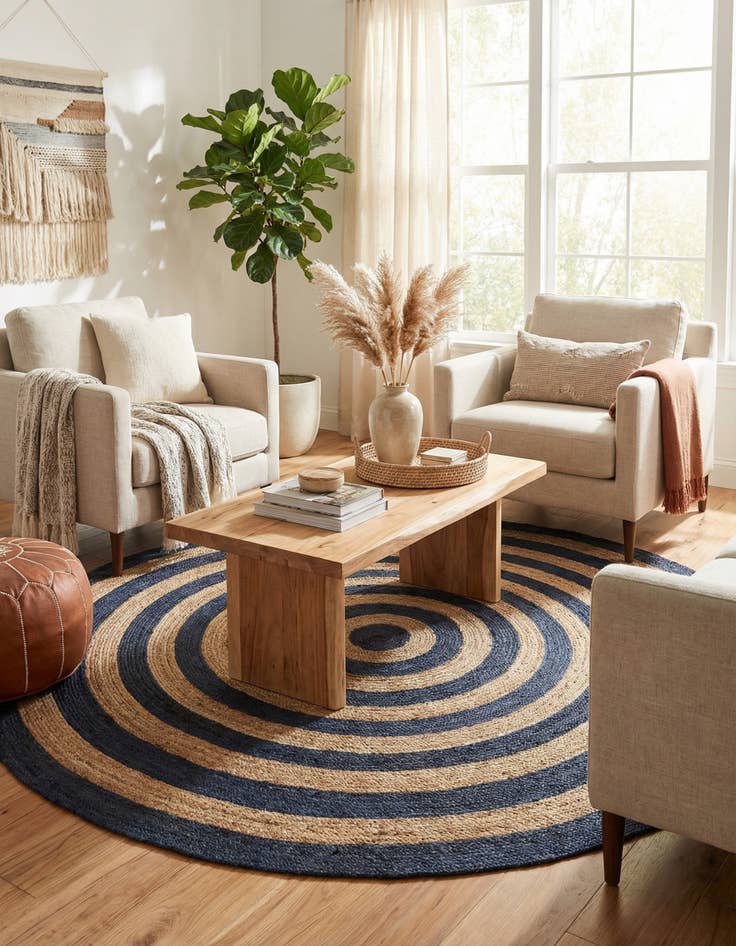 Detail image of 10' x 10'  Hand Braided Jute Round Rug
