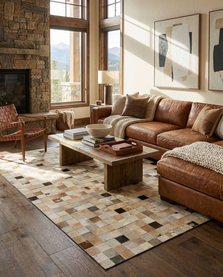 Detail image of 5' 1 x 8' 1 Cowhide - Patchwork Rug