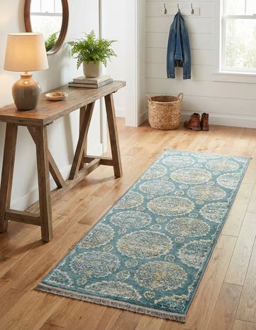 Gray and Blue Paragon Runner Rug