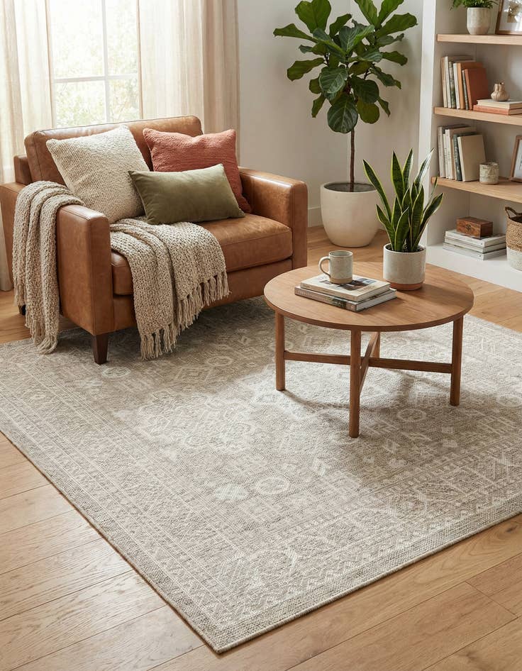 Detail image of 5' 3 x 5' 3  Washable Aztec Indoor / Outdoor Square Rug