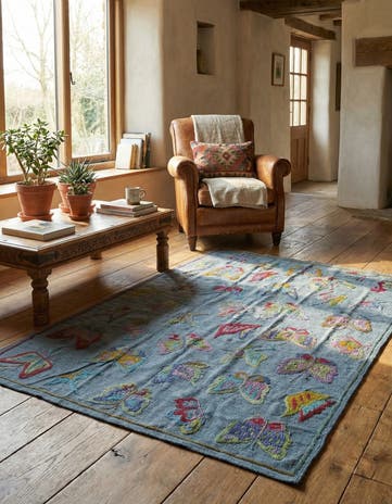 4' x 5' 7 Hand Woven Kilim Suzani Wool Rug