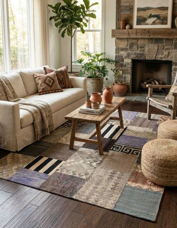 6' x 7' 9 Hand Woven Kilim Patchwork Wool Rug