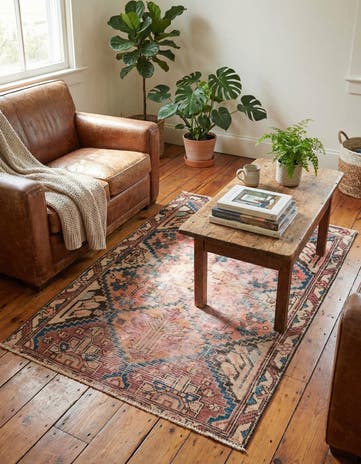 3' 5 x 4' 8 Hand Knotted Ultra Vintage Persian Wool Rug