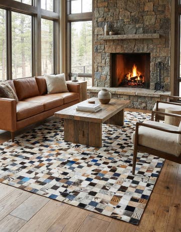 5' 1 x 8' Cowhide Leather Rug