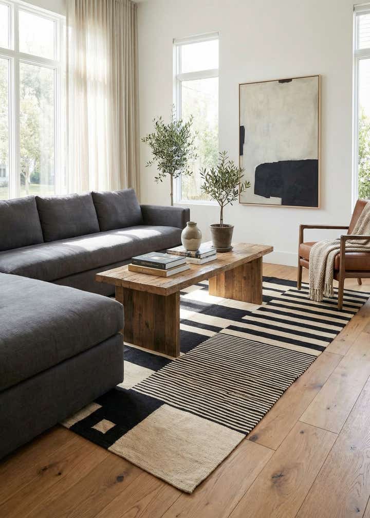 5' 7 x 7' 9 Hand Woven Kilim Modern Wool Rug