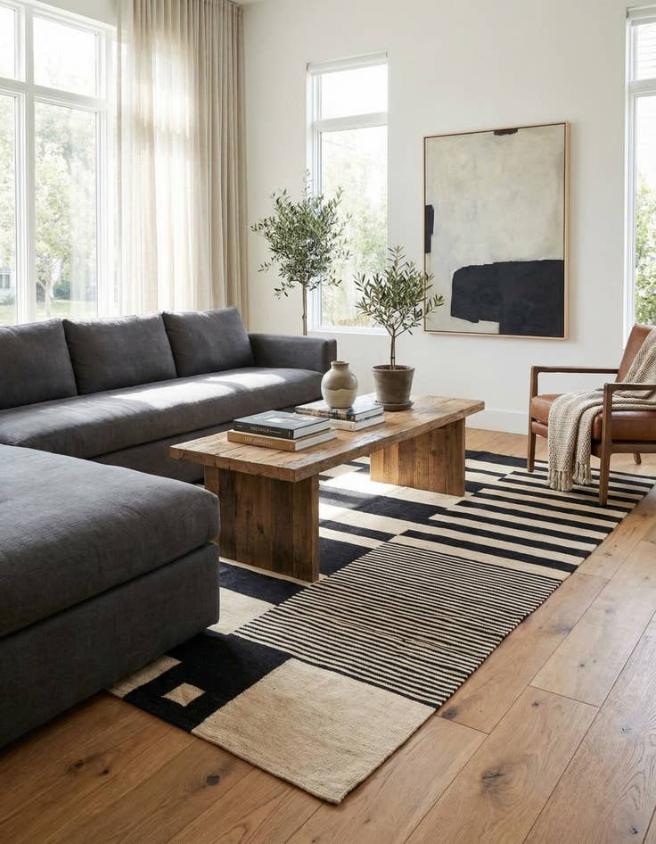 Detail image of 5' 7 x 7' 9  Hand Woven Kilim Modern Wool Rug