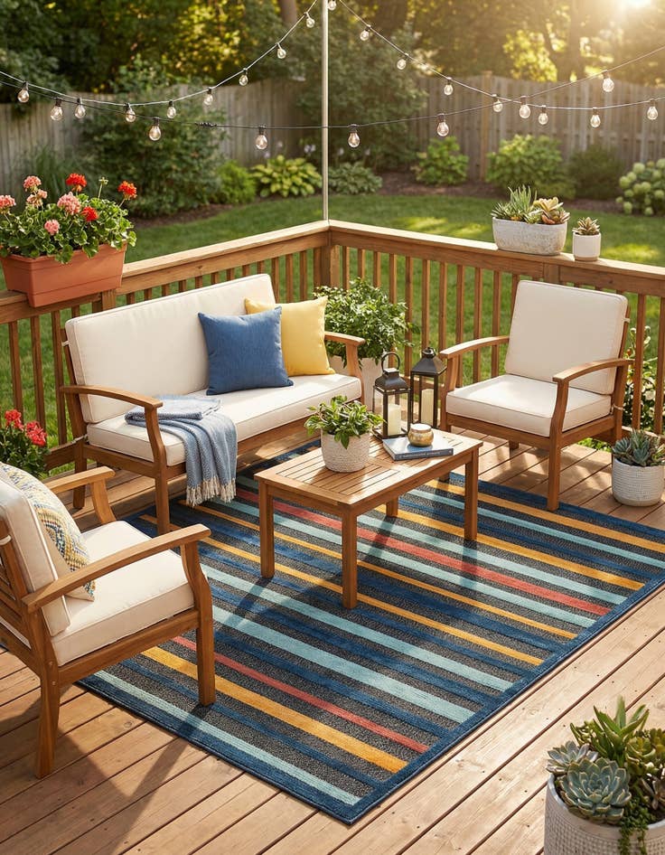 Detail image of 7' 10 x 7' 10  Washable Belize Indoor / Outdoor Square Rug