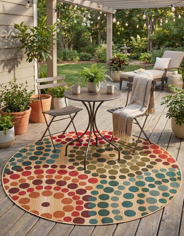5' x 5' Easy-Clean Modern Indoor / Outdoor Round Rug