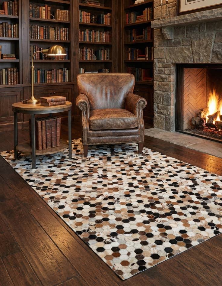 Detail image of 5' 1 x 7' 11 Cowhide - Patchwork Rug