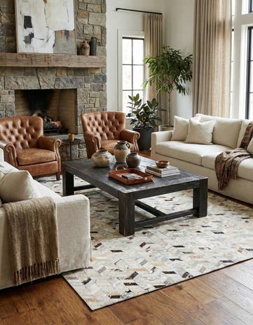 5' 4 x 7' 7 Cowhide Stocks Rug