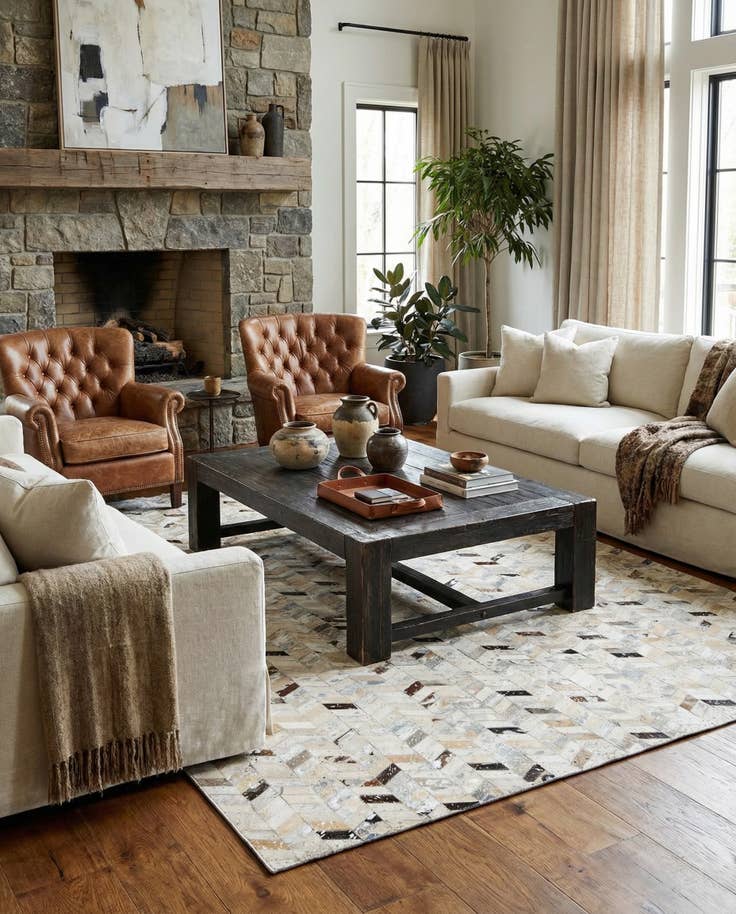 Detail image of 5' 4 x 7' 7 Cowhide Stocks Rug