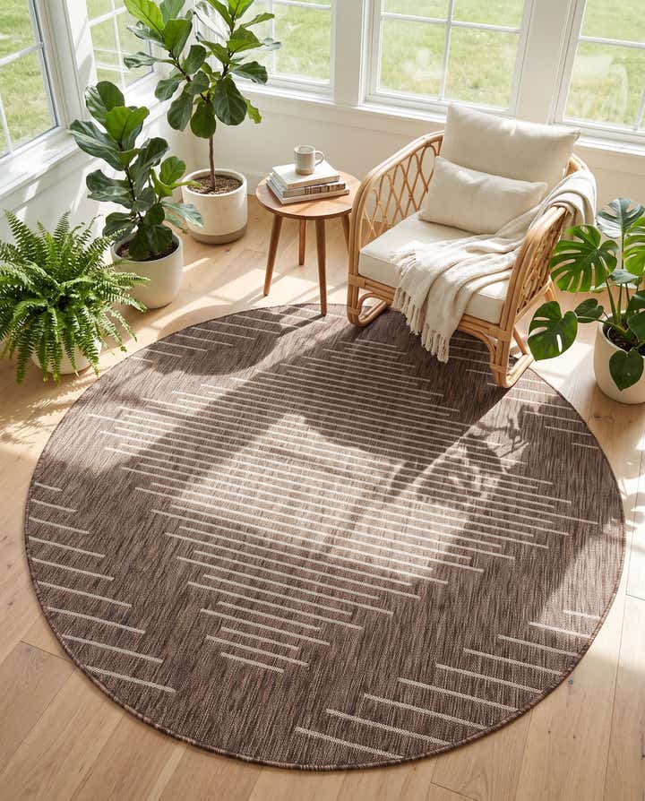 6' x 6' Easy-Clean Modern Indoor / Outdoor Round Rug